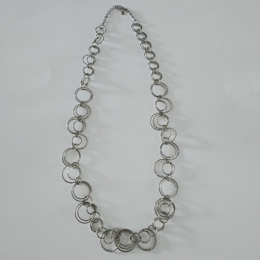 Jennifer Lopez 18" Long Silver Tone Circle Chain Necklace